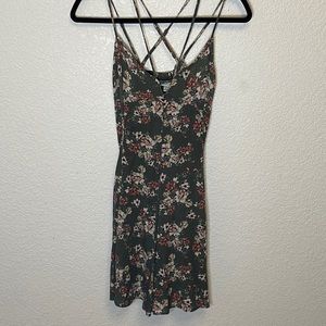 American Eagle Army Green Floral Tank Dress